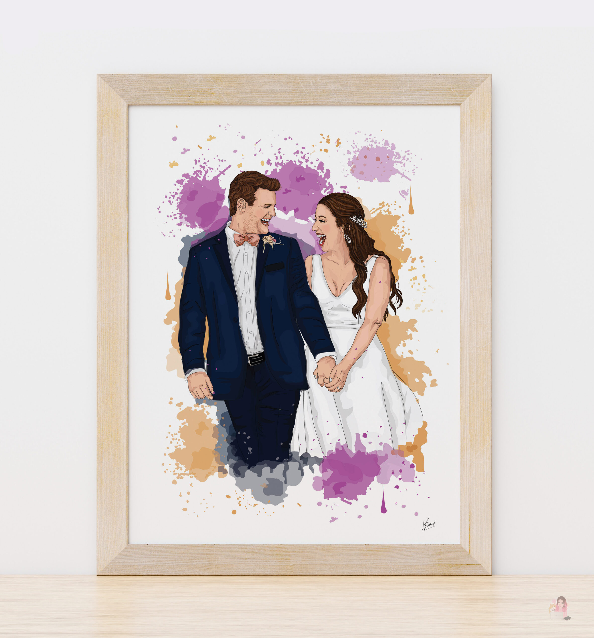 Custom Wedding Couple Portrait – Personalized Digital Illustration Gift