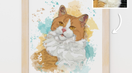 Custom Cartoon Watercolor Cat Painting - Digital Cat Portrait