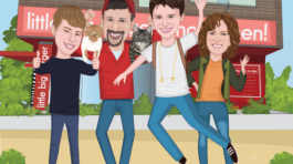 Custom Family Caricature With Cats