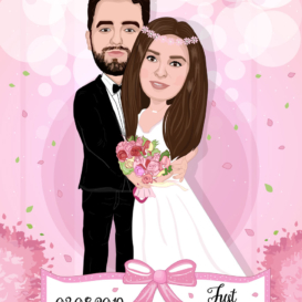 Custom Wedding Couple Caricature