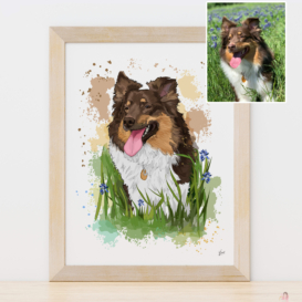 Custom Dog Portrait from Photo – Digital Illustration