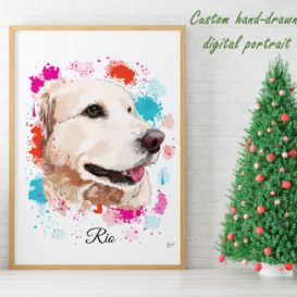 Custom Watercolor Dog Painting Golden Retriever