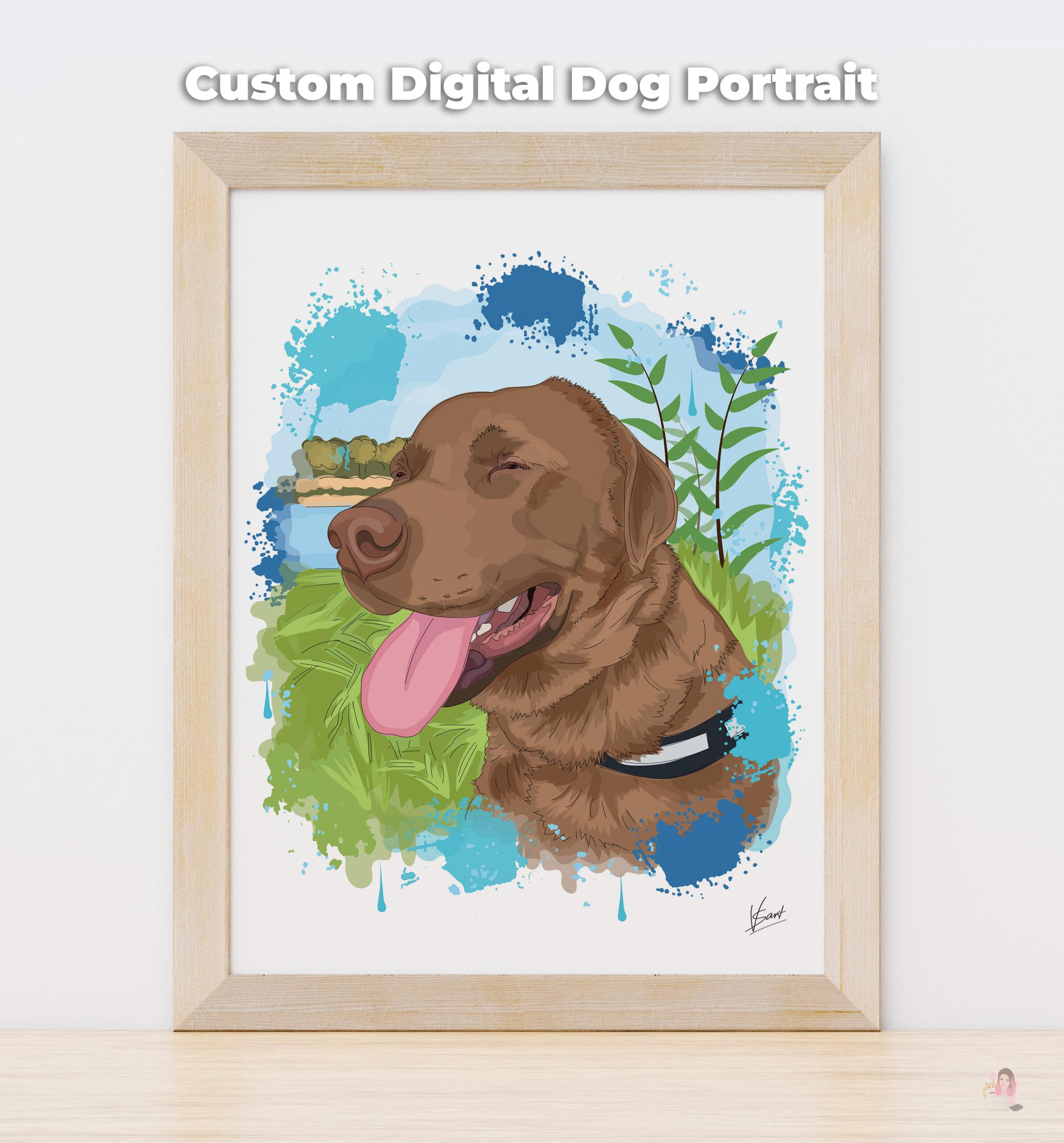 Personalized Digital Dog Portrait – Custom Pet Art
