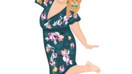 Woman With Two Cats Portrait
