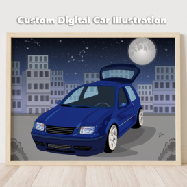 Custom Cartoon car drawing from photo