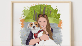 Custom pet and owner portrait gift