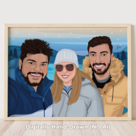 Custom Friends Cartoon Portrait - Best Friends Christmas Gift Idea