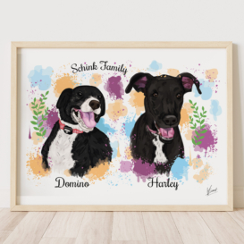 Custom multiple digital dog portrait from photos